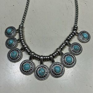 Lucky Brand Silver and Turquoise Statement Necklace